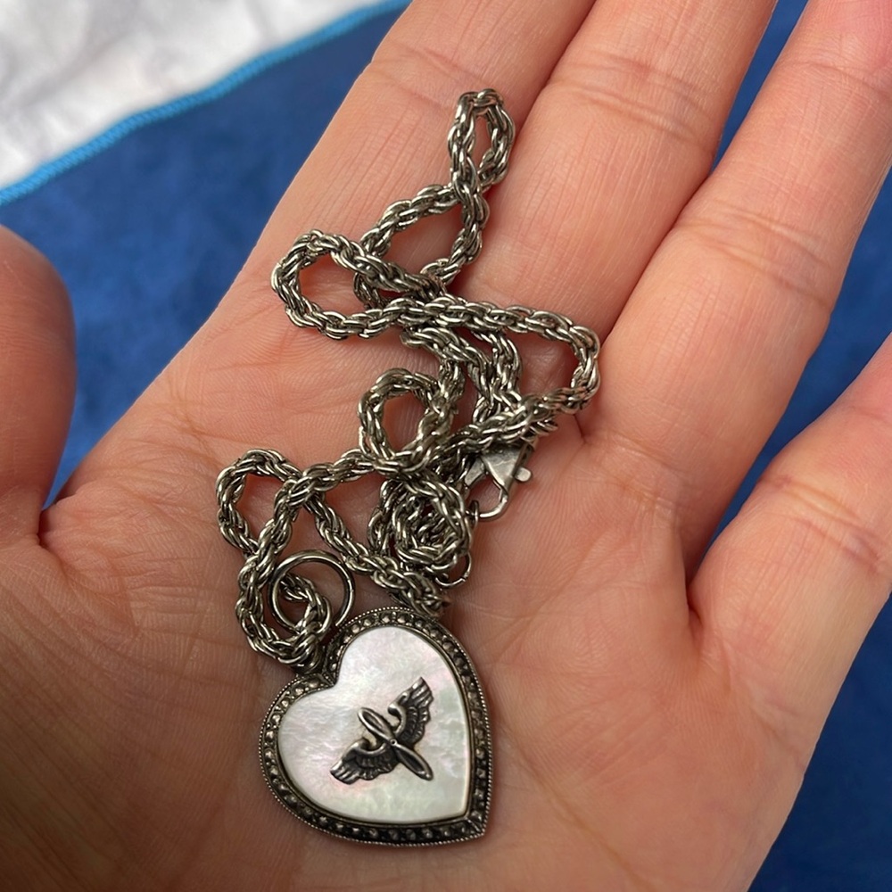 Theda Sterling Silver  925 Mother of Pearl Pendant on a silver plate chain